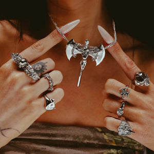 DOUBLE FINGER OCTOSKULL RING - Hard Jewelry™
